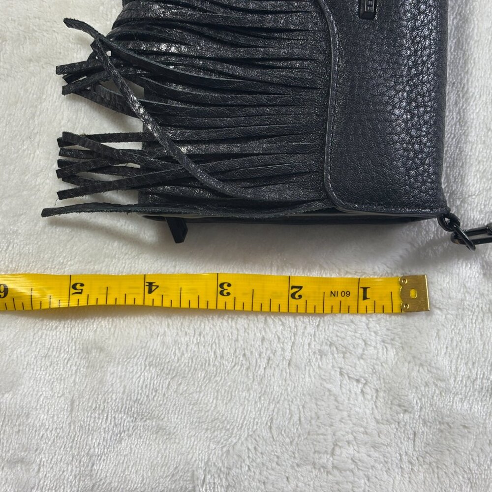 Rebecca Minkoff Black Fringe Crossbody Bag | Leather Chain Strap Boho Festival - Picture 6 of 7